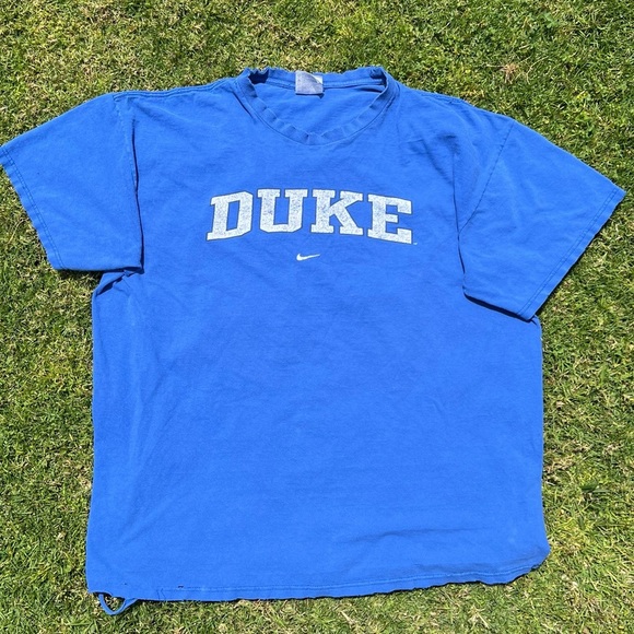VTG 90s Nike Center Swoosh Duke University Thrashed T-Shirt Faded Gray Tag XXL - Picture 1 of 16